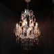 Lg Vintage Italian Tole/crystal Chandelier W Pink Rock Crystal Prisms - 7 Lights Chandeliers, Fixtures, Sconces photo 3