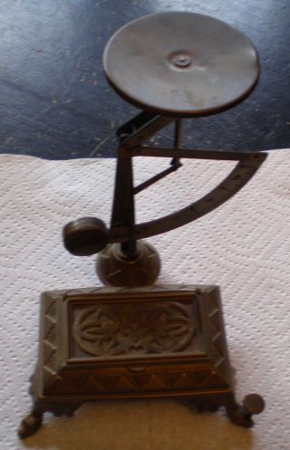 Antique Brass Postage Scales Snake Head Feet Art Nouveau Style Made In Germany photo
