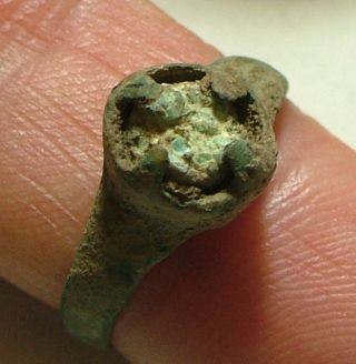 Rare Ancient Roman Ring Artifact Size 5 1/2 Us Glass Paste 4 Century Ad photo