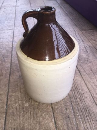 Antique Brown Vintage Stoneware Whiskey Moonshine Jug Crock photo