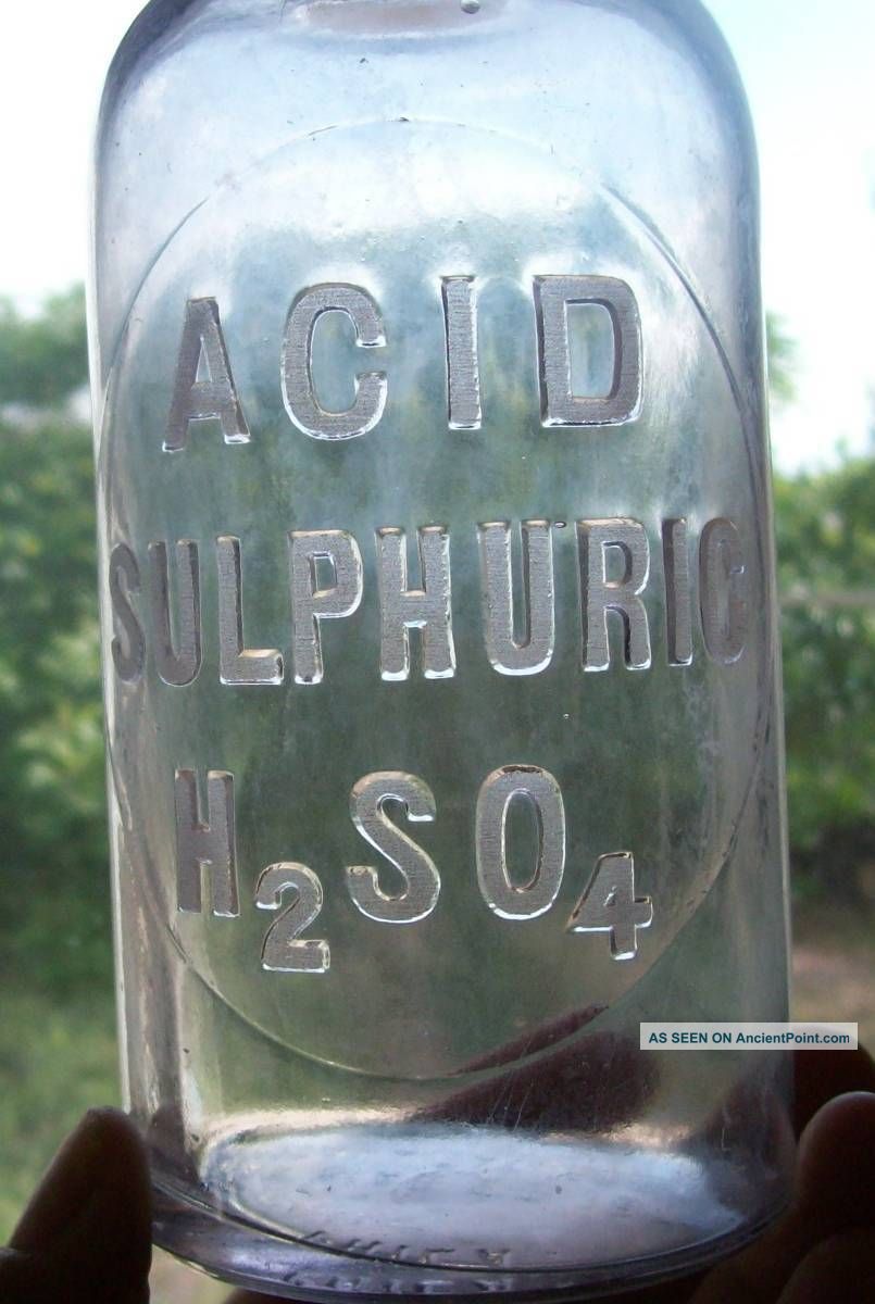 Pat’d 1879 Antique Acid Etched Acid Sulpheric Apothecary Pharmacy Lab Bottle Bottles & Jars photo