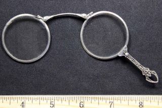 Old Antique Sterling Silver Lorgnette Eyeglasses Marked Sterling - K photo