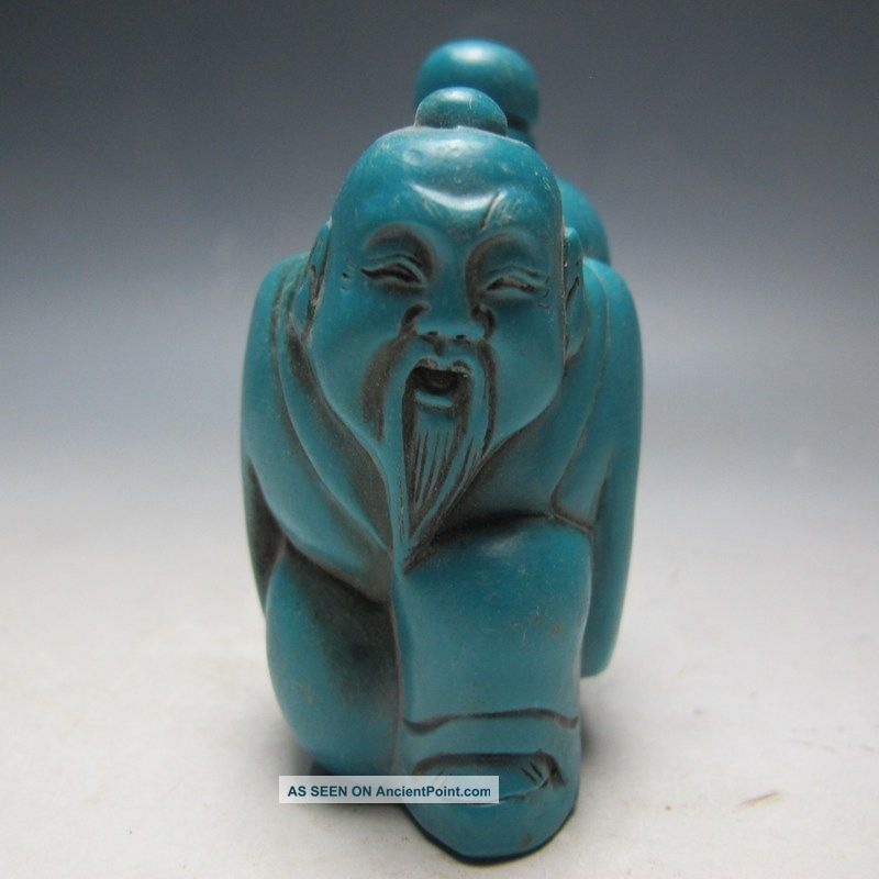 Chinese Hand - Carved Turquoise Snuff Bottle - Old Man Snuff Bottles photo