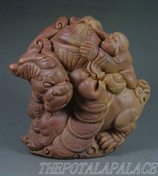 Big Old Chinese Shou Shan Soapstone Carved Statue Fairy Boy On Powerful Dragon photo