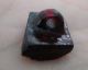 Antique Red Glass Button,  Rhomboid Shape,  Acid Etched? Floral Design Buttons photo 3