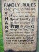 Family Rules Hanging Wall Sign Plaque Country Primitive Rustic Lodge Cabin Primitives photo 2