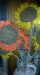 Ex Lg Group Primitive Handmade Antique Sunflowers On Real Twigs Orange & Yello Primitives photo 1