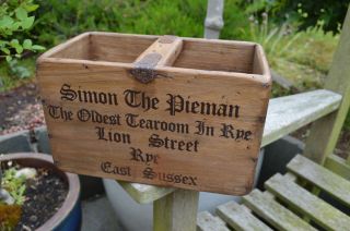 Vintage Style Wooden Simon The Pieman Crate Box Lion St.  Rye Sussex L28 photo