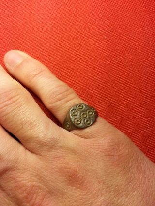 Ancient Roman Bronze Ring - Engraved - - Wearable - Offer Price photo