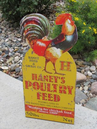 Large Rooster Sign Poultry Grain Feed Primitive/french Country Farmhouse Decor photo
