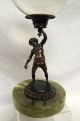 Antique Art Nouveau Bronze Sculpture Atlas Holding Crystal Glass Ball Marble Metalware photo 1