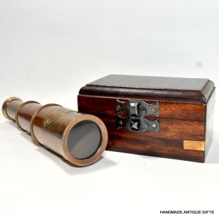 Victorian Brass Telescope W/ Box Antique Finish Nautical Maritime Spyglass Gift photo