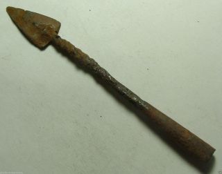Rare Ancient Roman Weapon Javelin Arrowhead Twisted Shaft Bolt Head Spear Blade photo
