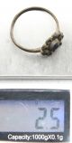 Old Antique Medieval Bronze Finger Ring With Colored Blue Glass Inlay (jne35) Roman photo 3