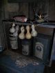 Primitive Early Look Cupboard - Gourd Garland & Light - Old Box W/tins & Bottle Primitives photo 1