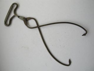 Vintage Iron Ice Tongs Single Decorative Handle 12 