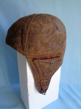 Antique Leather Spaulding Helmet U.  S.  Pat 255 ? Football Bicycle Boxing Man Cave photo