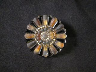Late 19th Century Lacy Glass Button Large Many Petal Flower photo