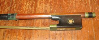 Old Circa 1920 Violin Bow Mother Of Pearl Marked Hoyer photo
