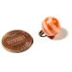 12mm Czech Victorian Antique Satin Pink Caramel Stripe Art Glass Ball Button Buttons photo 2