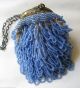 Antique Victorian Art Nouveau Gold Filigree Frame Crochet Aqua Blue Bead Purse Victorian photo 10