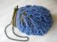 Antique Victorian Art Nouveau Gold Filigree Frame Crochet Aqua Blue Bead Purse Victorian photo 11