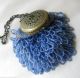 Antique Victorian Art Nouveau Gold Filigree Frame Crochet Aqua Blue Bead Purse Victorian photo 8