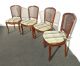 Four French Provincial Cane Dining Rooms Chairs W Yellow Plaid Cushions (4of5) Post-1950 photo 2