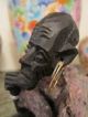 Vintage African Hand Carved Wooden Elder Seated Man Sculpture Figurine Statue Sculptures & Statues photo 4