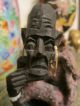 Vintage African Hand Carved Wooden Elder Seated Man Sculpture Figurine Statue Sculptures & Statues photo 5