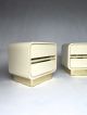 Pair Vintage White Ivory Lacquered Brass Plinth Nighsttands Milo Baughman Style Post-1950 photo 3