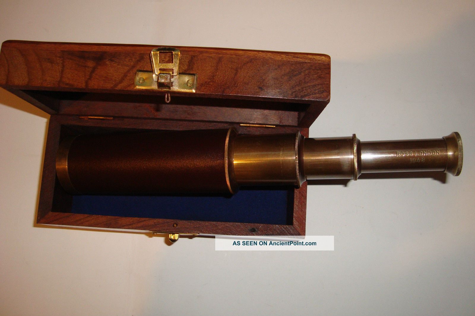 Solid Brass Nautical Collectable Ship Telescope 14 Inch With Wood Case (ve - 1948) Telescopes photo