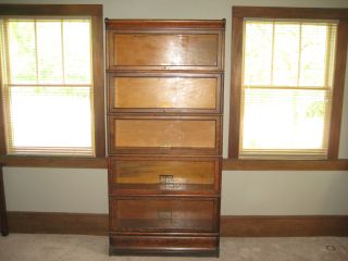 Antique 5 Stack Globe Wernicke Oak Barrister Bookcase photo