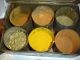 Primitive Green Paint Tin Toleware 6 Cannisters Spice Box,  With Spices Primitives photo 5