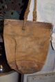 Antique Americana Equestrian Primitive Leather & Rope Feed Bag Sack Primitives photo 4