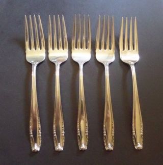 5 Stradivari Salad Forks By Wallace Sterling Silver 6 - 3/8 Inch Fork 180 Grams photo