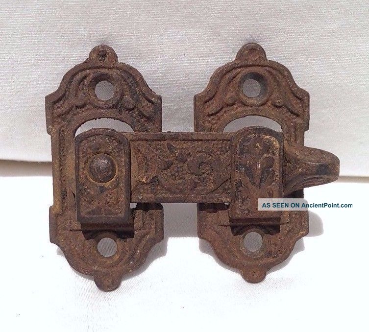Antique C.  1885 Interior Window Shutter Bar Latch Sash Lock Hardware Cabinet Windows, Sashes & Locks photo