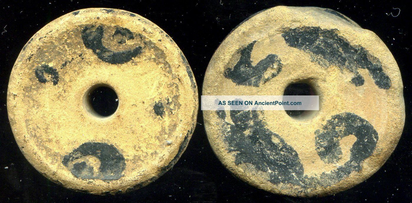 Pre - Columbian 2 Huastec Culture Spindle Whorls,  Ca; 200 - 700 Ad The Americas photo