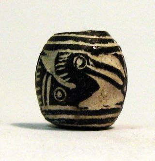 Pre - Columbian Black Long - Beaked Bird Bead.  Guaranteed Authentic. photo