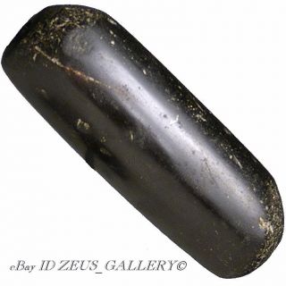 Pre Columbian Huge Black Cigar Shape Bead Hard Stone 10 Bc Choice 7.  3 Cm 3in. photo