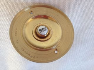 Vintage Solid Brass Push Button Door Bell Electric 7.  2 Cm photo