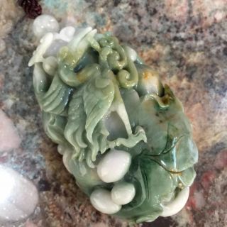 Antique Chinese Natural Carved Jade Jadeite Big Bird Pendant Grade A P2051 photo