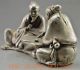 Collectible Decorated Old Handwork Tibet Silver Carve Elder Play Chess Statue Buddha photo 1