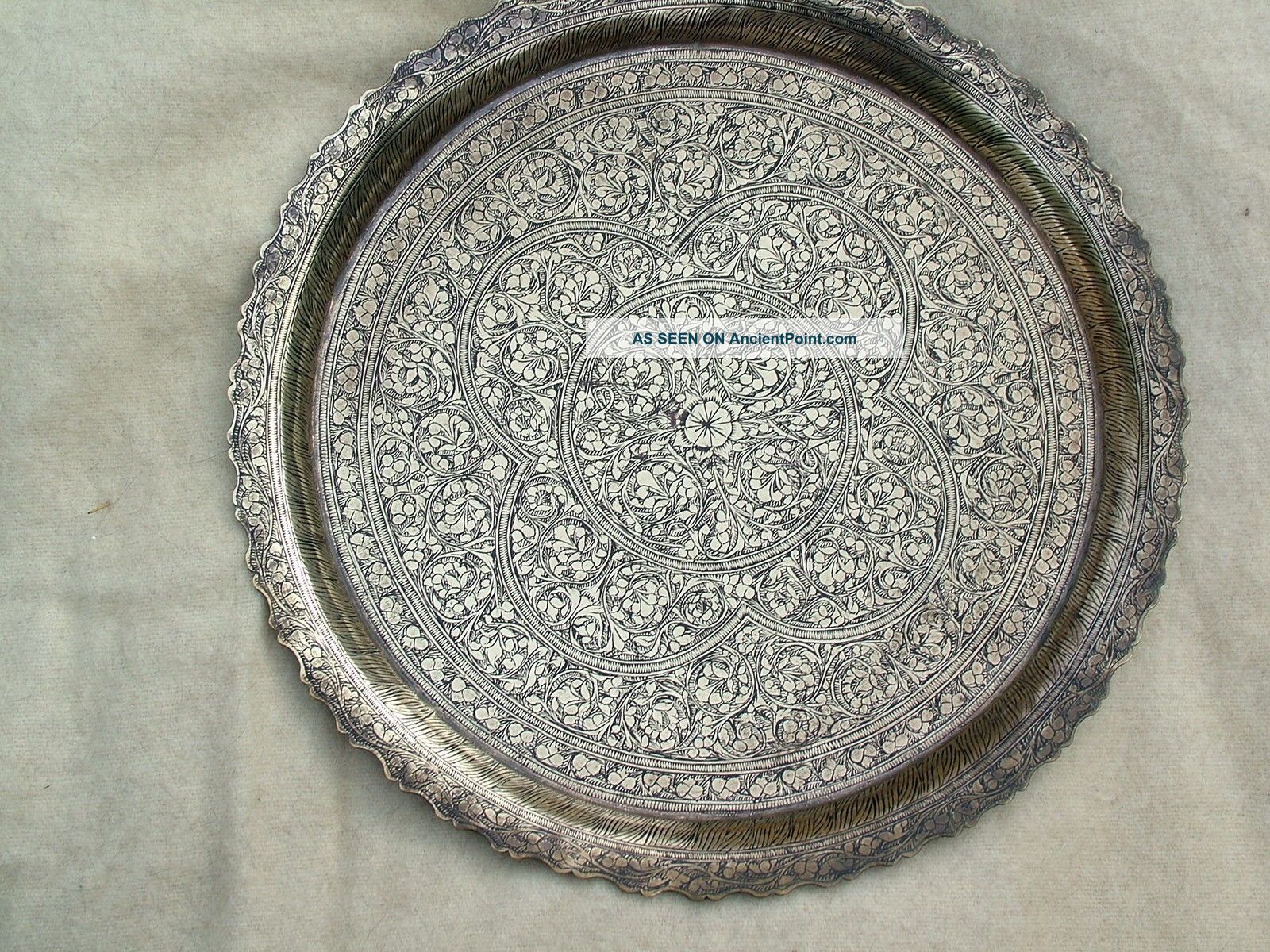 Enamelled Brass Tray.  India.  Late 19th To Earlier 20th Century. India photo