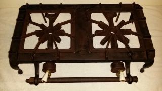Griswold 712 Porcelain Cast Iron 2 Burner Camp Table Top Gas Cooking Stove Grill photo