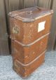Large Steamer Trunk Suitcase Chest Decorative Vintage Coffee Table Wood Ribbed 1900-1950 photo 9