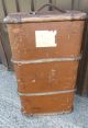 Large Steamer Trunk Suitcase Chest Decorative Vintage Coffee Table Wood Ribbed 1900-1950 photo 10