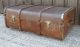 Large Steamer Trunk Suitcase Chest Decorative Vintage Coffee Table Wood Ribbed 1900-1950 photo 1