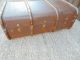 Large Steamer Trunk Suitcase Chest Decorative Vintage Coffee Table Wood Ribbed 1900-1950 photo 8