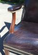 Antique Black Leather Reeded Mahogany Neo Classical Arm Chair 1900-1950 photo 3